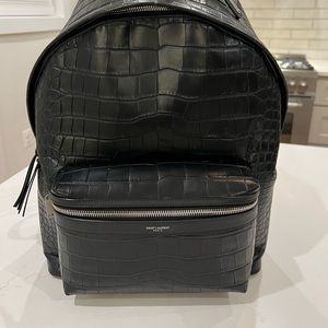 Saint Laurent - CITY BACKPACK IN CROCODILE-EMBOSSED LEATHER